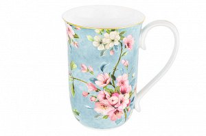 Кружка 450 мл 12,8*8,7*12,5 см "Яблоневый цвет на голубом" NEW BONE CHINA