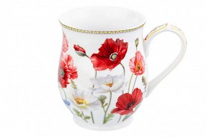 Кружка 350 мл 11,5*8,2*10 см "Маки" бочонок, NEW BONE CHINA