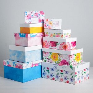 Набор подарочных коробок 10 в 1 «Цветочная феерия», 12 х 7 х 4 - 32,5 х 20 х 12,5 см