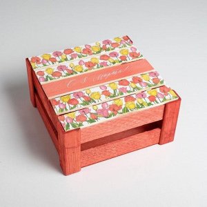 Ящик  деревянный подарочный «С праздником весны», 20 × 20 × 10  см