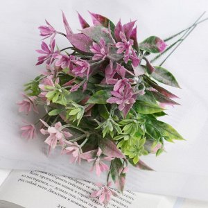 Букет искусственный «Цветочки с листиками» с напылением, 22 см, МИКС