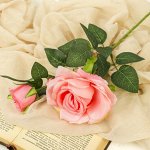 Цветы искусственные &quot;Роза двойная Эвридика&quot; 10х46 см, розовый