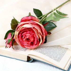 Цветы искусственные "Роза Трио" 10х65 см, розовый