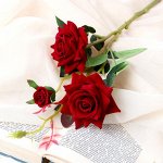 Цветы искусственные &quot;Розы с шипами&quot; 40 см d бутона 8 см, красный