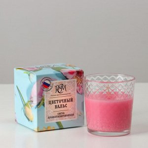 Свеча ароматическая в стакане "Цветочный вальс", подарочная упаковка, 8х8,5 см, 30 ч 5502948
