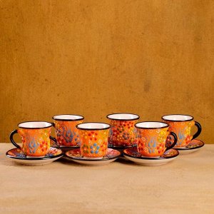 Кофейный набор 12 предметов "Рельеф оранжевый" 100мл