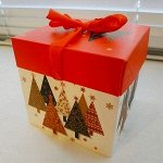 Коробка подарочная 10х10х10 красно-белая