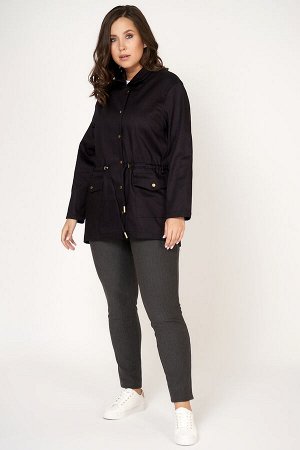 Куртка Стильная джинсовая куртка без подкладки в стиле сафари; из грубой хлопковой ткани. Модель свободного прямого кроя с длинными втачными рукавами, с кулиской с завязками-шнурками на талии; рубашеч