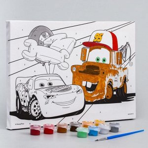 Картина по номерам для детей «Молния Маккуин и Мэтр» 20x30 см, Тачки