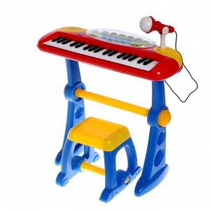 Напольный синтезатор «Музыкальный талант», со стульчиком и микрофоном, МИКС