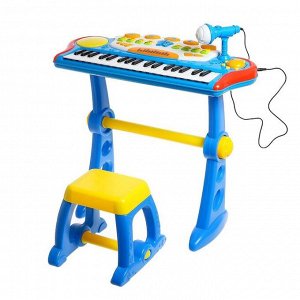 Напольный синтезатор "Лучший музыкант", со стульчиком и микрофоном, цвета МИКС