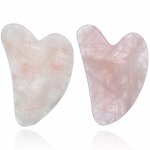 MJCH025 Массажёр-скребок Гуаша, 8х6см, розовый кварц, 1шт.