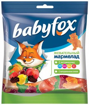 «BabyFox», мармелад жевательный с соком ягод и фруктов, 70г
