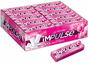 «Impulse», жевательная резинка со вкусом Multi-Frutti, без сахара, 14г (упаковка 30 шт.)