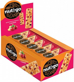 Батончик Nut&Go из арахиса и клюквы, 42г