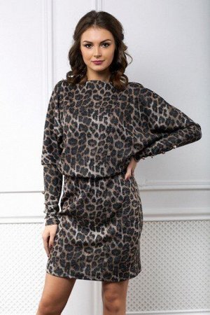 Платье принт леопард цвет шоколад