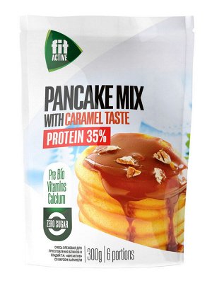 Смесь для оладьев Puncake mix со вкусом Карамели 35 % протеина Fit Active 300 гр.