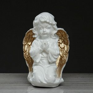 Статуэтка "Ангел Молящийся". бело-золотой. 33 см
