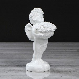 Статуэтка "Ангел с цветами", белый, 22 см