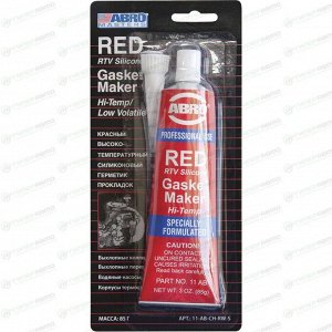 Герметик-прокладка ABRO Masters Red RTV Silicone Gasket Maker, силиконовый, термостойкий, красный, туба 85г, арт. 11-АВ-CH