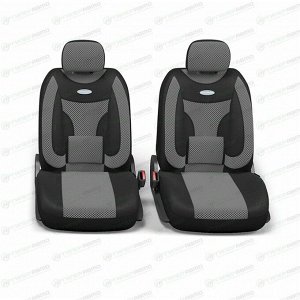 Чехлы AUTOPROFI EXTRACOMFORT для передних и задних сидений, велюр, черный/серый цвет, 11 предметов