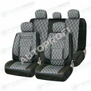 Чехлы AUTOPROFI COMFORT DIAMOND для передних и задних сидений, жаккард, черный цвет, 11 предметов