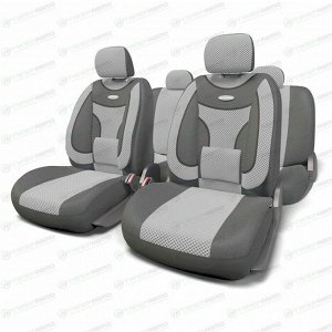 Чехлы AUTOPROFI EXTRACOMFORT для передних и задних сидений, велюр, серый цвет, 11 предметов