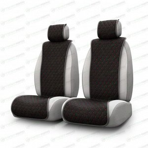 Накидки Carfort Shammy для передних сидений, велюр, черный цвет с красной прострочкой, 2 предмета