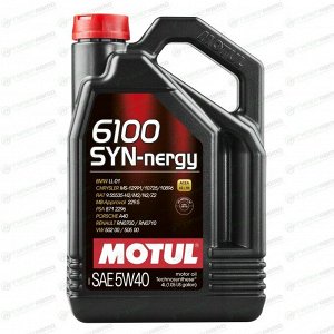 Масло моторное MOTUL 6100 SYN-nergy 5w40, полусинтетическое, API SN/CF, ACEA A3/B4, универсальное, 4л, арт. 106020/111862