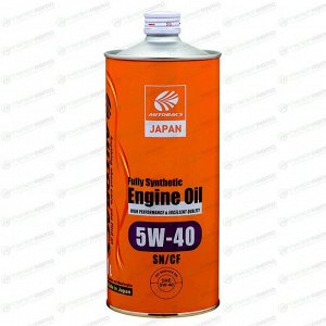 Масло моторное Autobacs Engine Oil 5w40, синтетическое, API SP/CF, универсальное, 1л, арт. A01508403