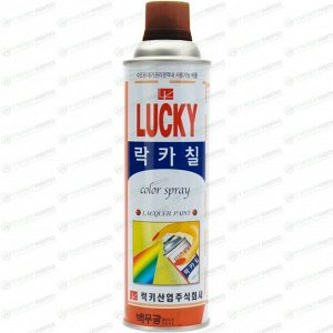 Краска аэрозольная Lucky, многоцелевая нитроэмаль, коричневая, цветовой код RAL 8019, баллон 530мл, арт. LC-313