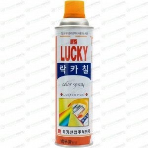 Краска аэрозольная Lucky, многоцелевая нитроэмаль, оранжевая, цветовой код RAL 2002, баллон 530мл, арт. LC-322