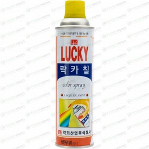 Краска аэрозольная Lucky, многоцелевая нитроэмаль, жёлтая, цветовой код RAL 1003, баллон 530мл, арт. LC-350