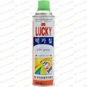 Краска аэрозольная Lucky, многоцелевая нитроэмаль, светло-зелёная, цветовой код RAL 6010, баллон 530мл, арт. LC-351
