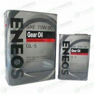 Масло трансмиссионное Eneos Gear Oil 75w90, синтетическое, API GL-5, для МКПП, дифференциалов, раздаточных коробок и мостов, 4л, арт. oil1370