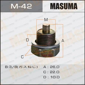 Болт маслосливной с магнитом Masuma, для Nissan, 3/8, арт. M-42