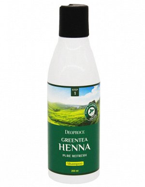 DEOPROCE GREENTEA HENNA PURE REFRESH SHAMPOO Шампунь для волос с зеленым чаем и хной 200мл