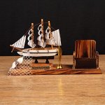 Набор настольный &quot;Корабль&quot; с подставкой для телефона и ручки 25*7*15см