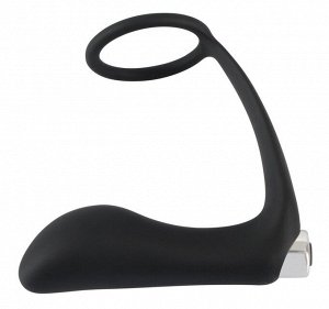 Черное эрекционное кольцо с анальной вибропробкой Vibrating Ring & Plug