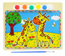 Пазлы с красками Жирафы