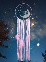 Интерьерное украшение &quot;Ловец снов&quot;, цвет розовый/серебряный, принт &quot;Фея&quot;