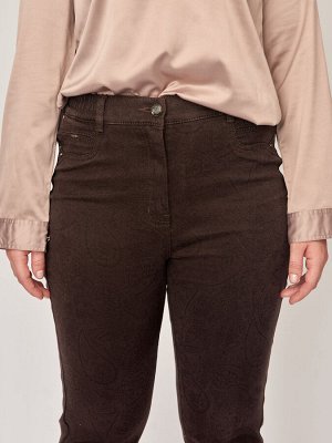 Слегка приуженные коричневые с принтом джинсы (ряд 48-60) арт. M-BL73124-1551-5-B379