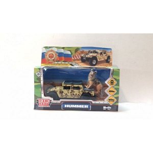 SB-18-09-H1-M(DY)+DOG-WB Машина металл hummer h1 ПИКАП, 12 см, двери, баг., инерц.+овчарка , кор. Технопарк в кор.2*24шт