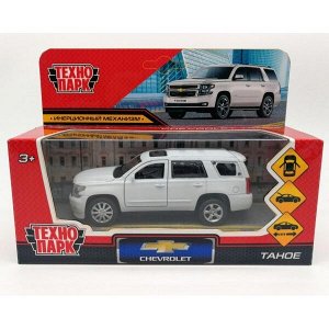 TAHOE-12FIL-WH Машина металл CHEVROLET TAHOE МАТОВЫЙ 12 см, двери, багаж, инер, белый, кор. Технопарк в кор.2*36шт