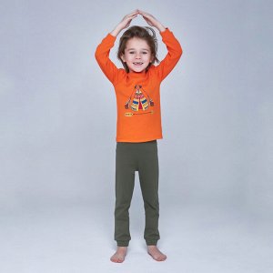 Пижама для мальчика, оранжевый, хаки