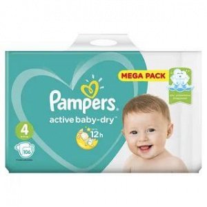 PAMPERS Подгузники Active Baby-Dry Maxi (9-14 кг) Малая Мега Упаковка 106