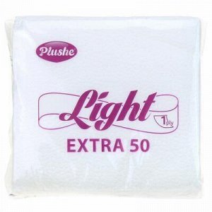 Салфетки бумажные 22,5х22,5см "Plushe Light Extra 50", 1 сло