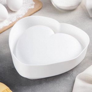 Форма для выпечки и муссовых десертов «Сердце», 19х19х6 см, цвет белый