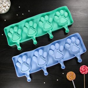 Форма для мороженого «Лапки», 26x14 см, 4 ячейки (8,5x8,5 см), цвет МИКС
