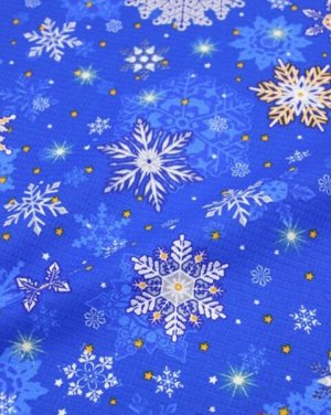 Вафельная ткань "Новогодний снегопад" цв.синий, ш.1.5м, хлопок-100%, 165гр/м.кв